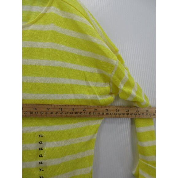 Lauren Ralph Lauren Sweater XL Yellow Linen Pullover Striped NEW - Picture 5 of 10